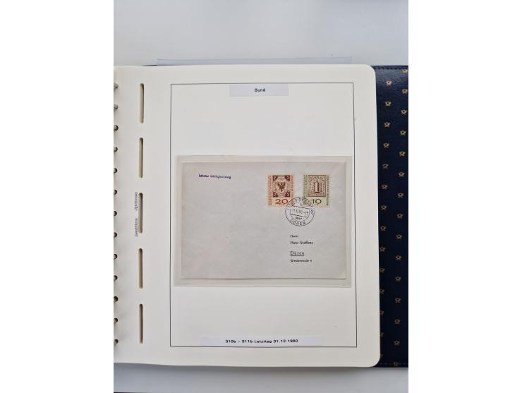 1949/90, umfangreiche Sammlung “Erst- und Letzttage” mit vielen losen Marken, Einheiten, kpl. Bogen, schönen Briefstücken, Br