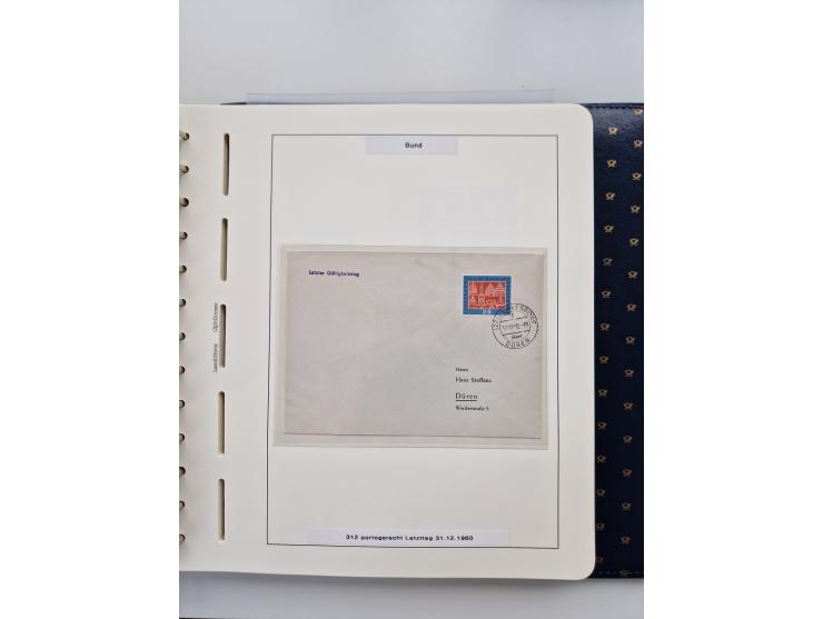 1949/90, umfangreiche Sammlung “Erst- und Letzttage” mit vielen losen Marken, Einheiten, kpl. Bogen, schönen Briefstücken, Br