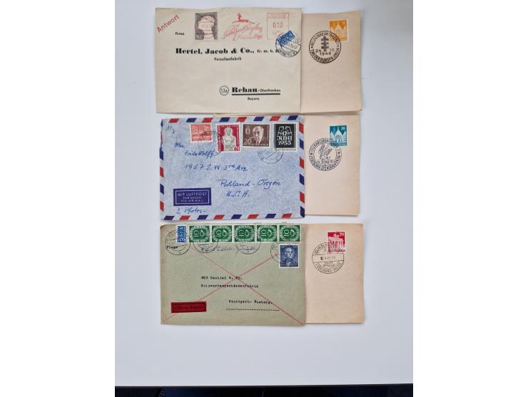 1945/60(ca.), interessante Parte von über 340 Briefen und Karten, dabei diverse bessere wie Französische Zone bessere Rot-Kre