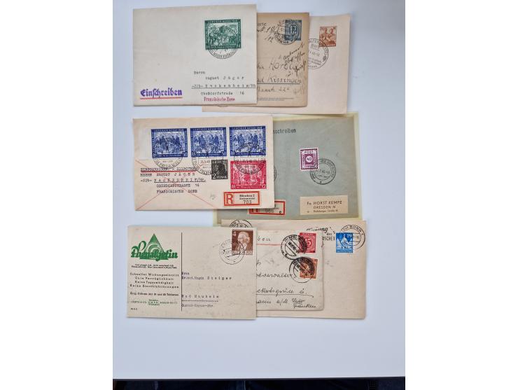 1945/60(ca.), interessante Parte von über 340 Briefen und Karten, dabei diverse bessere wie Französische Zone bessere Rot-Kre
