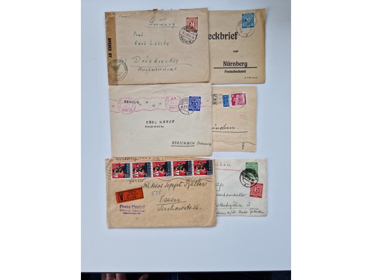 1945/60(ca.), interessante Parte von über 340 Briefen und Karten, dabei diverse bessere wie Französische Zone bessere Rot-Kre