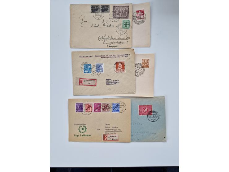 1945/60(ca.), interessante Parte von über 340 Briefen und Karten, dabei diverse bessere wie Französische Zone bessere Rot-Kre