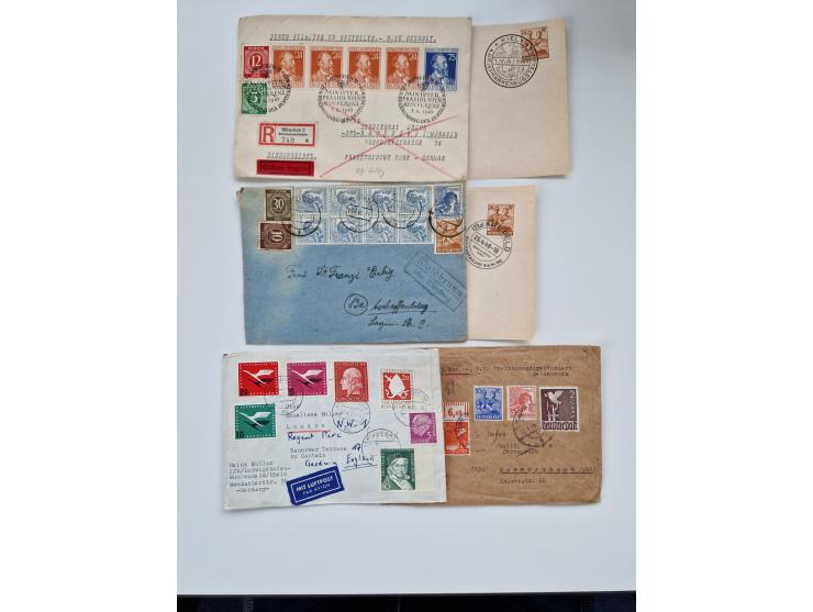 1945/60(ca.), interessante Parte von über 340 Briefen und Karten, dabei diverse bessere wie Französische Zone bessere Rot-Kre