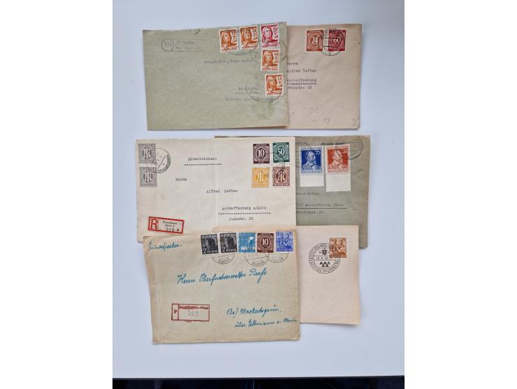 1945/60(ca.), interessante Parte von über 340 Briefen und Karten, dabei diverse bessere wie Französische Zone bessere Rot-Kre