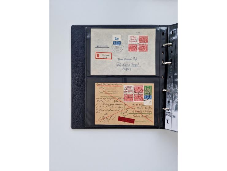 1949/52, umfangreiche Sammlung mit über 260 Briefen und Karten, dabei viele bessere Zusammendrucke mit u.a. W10 mit Zufrankat