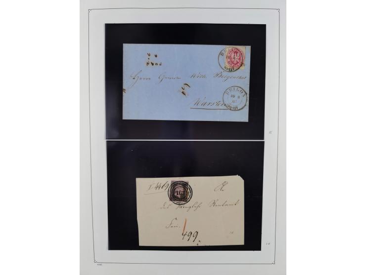 1850/75, gestempelte Sammlung mit einigen besseren Werten, teils auf Briefstücken sowie auf ca. 20 Briefen, dabei u.a. Mi.-Nr