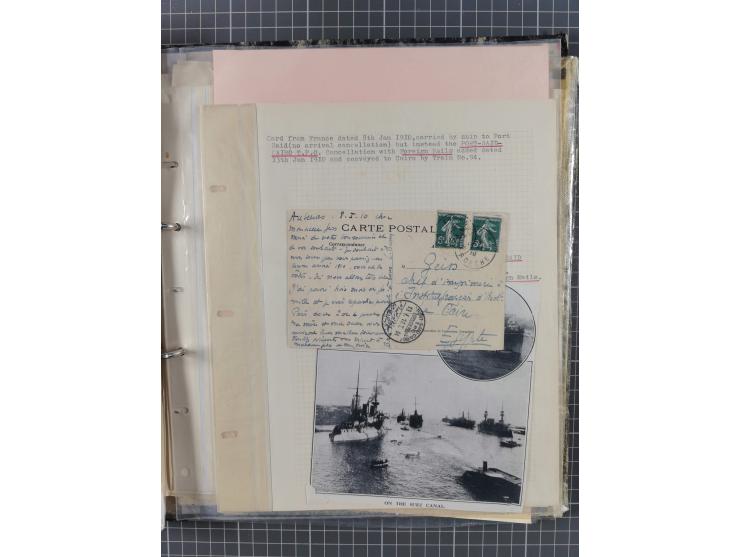 1910/49 (ca.), interessante kleine Sammlung Schiffspost mit Hauptaugenmerk auf den Suez Kanal, dabei etwas über 30 Briefe und