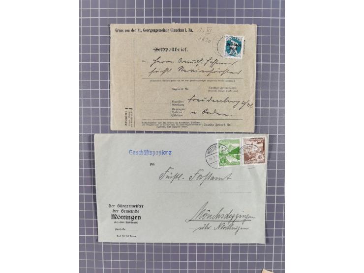 1865/1945, lot with approx. 40 covers, cards and postal stationery, including old Germany with Württemberg frankings and Thur