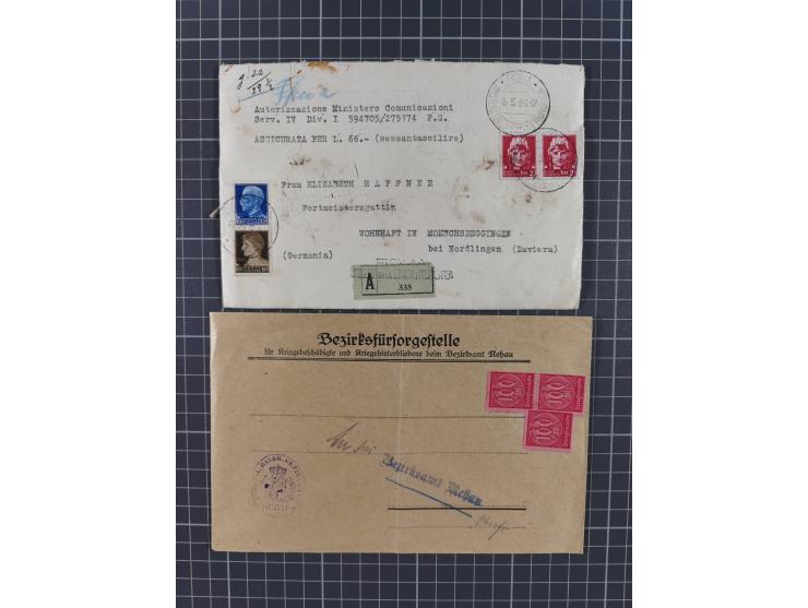 1865/1945, lot with approx. 40 covers, cards and postal stationery, including old Germany with Württemberg frankings and Thur