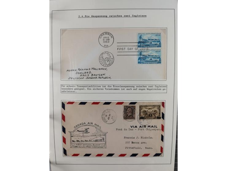 HUNDE: 1894/1992 (ca.), interessante Ausstellungssammlung “Schlittenhunde im Einsatz”, mit vielen Marken, FDCs, Schmuckbriefe