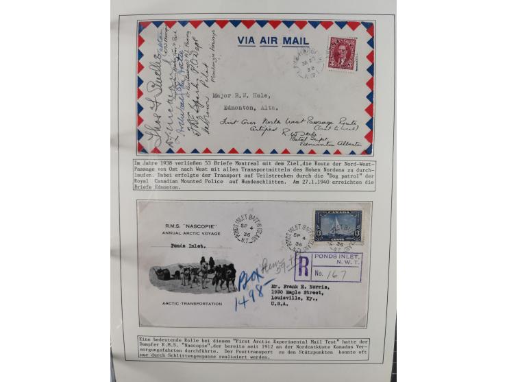 HUNDE: 1894/1992 (ca.), interessante Ausstellungssammlung “Schlittenhunde im Einsatz”, mit vielen Marken, FDCs, Schmuckbriefe