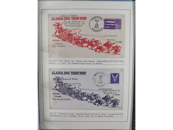HUNDE: 1894/1992 (ca.), interessante Ausstellungssammlung “Schlittenhunde im Einsatz”, mit vielen Marken, FDCs, Schmuckbriefe