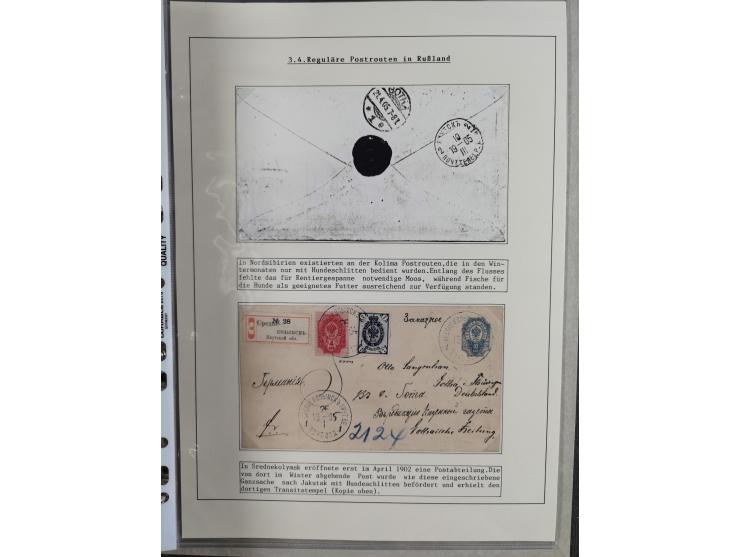 HUNDE: 1894/1992 (ca.), interessante Ausstellungssammlung “Schlittenhunde im Einsatz”, mit vielen Marken, FDCs, Schmuckbriefe