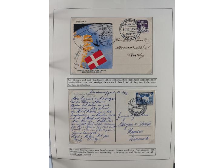 HUNDE: 1894/1992 (ca.), interessante Ausstellungssammlung “Schlittenhunde im Einsatz”, mit vielen Marken, FDCs, Schmuckbriefe