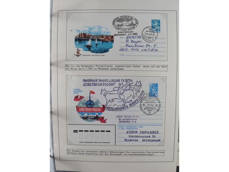 HUNDE: 1894/1992 (ca.), interessante Ausstellungssammlung “Schlittenhunde im Einsatz”, mit vielen Marken, FDCs, Schmuckbriefe