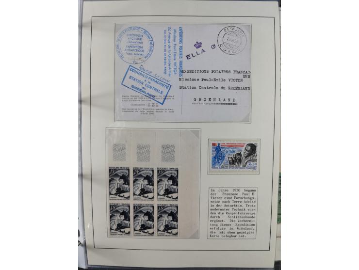 HUNDE: 1894/1992 (ca.), interessante Ausstellungssammlung “Schlittenhunde im Einsatz”, mit vielen Marken, FDCs, Schmuckbriefe