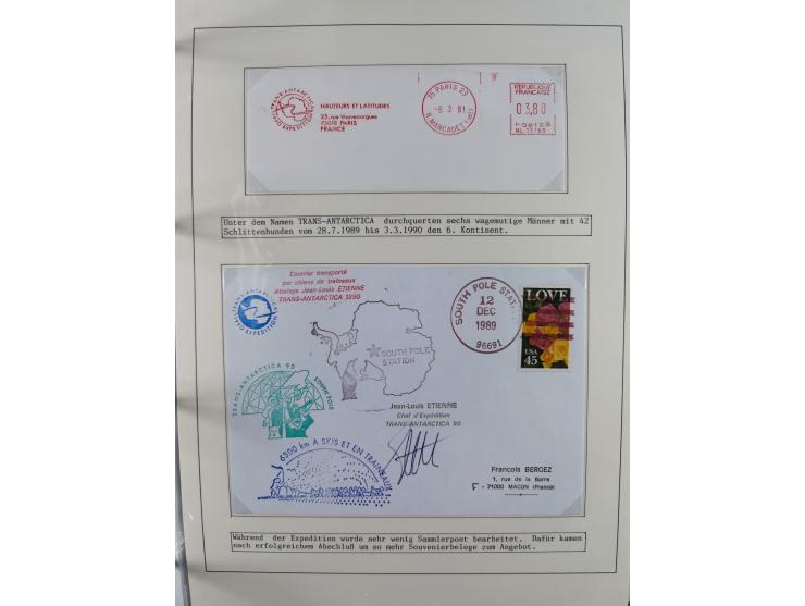 HUNDE: 1894/1992 (ca.), interessante Ausstellungssammlung “Schlittenhunde im Einsatz”, mit vielen Marken, FDCs, Schmuckbriefe