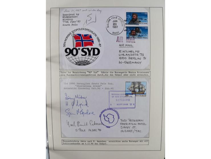 HUNDE: 1894/1992 (ca.), interessante Ausstellungssammlung “Schlittenhunde im Einsatz”, mit vielen Marken, FDCs, Schmuckbriefe