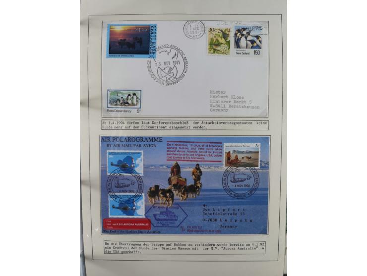 HUNDE: 1894/1992 (ca.), interessante Ausstellungssammlung “Schlittenhunde im Einsatz”, mit vielen Marken, FDCs, Schmuckbriefe