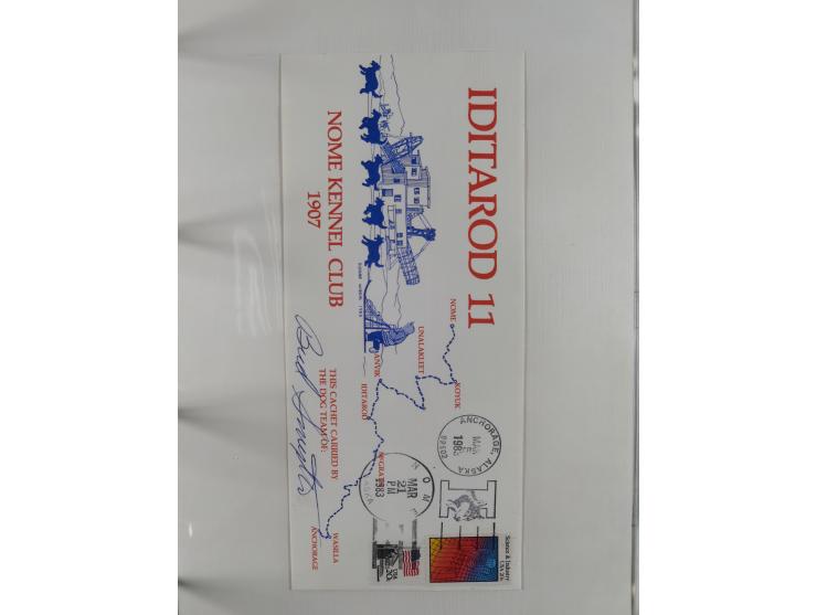 HUNDE: 1894/1992 (ca.), interessante Ausstellungssammlung “Schlittenhunde im Einsatz”, mit vielen Marken, FDCs, Schmuckbriefe