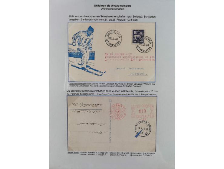 WINTERSPORT: 1900/90 (ca.), umfangreicher Sammlungsbestand, fast alles ausstellungsmäßig aufgemacht auf einigen 100 Seiten, d