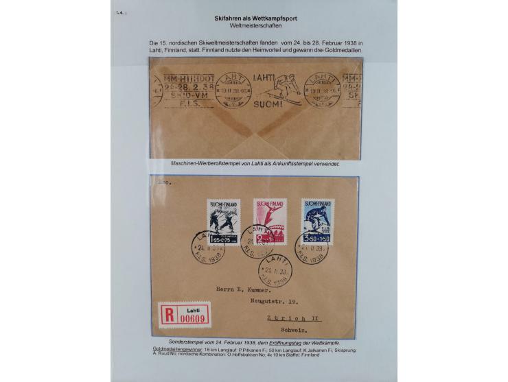 WINTERSPORT: 1900/90 (ca.), umfangreicher Sammlungsbestand, fast alles ausstellungsmäßig aufgemacht auf einigen 100 Seiten, d