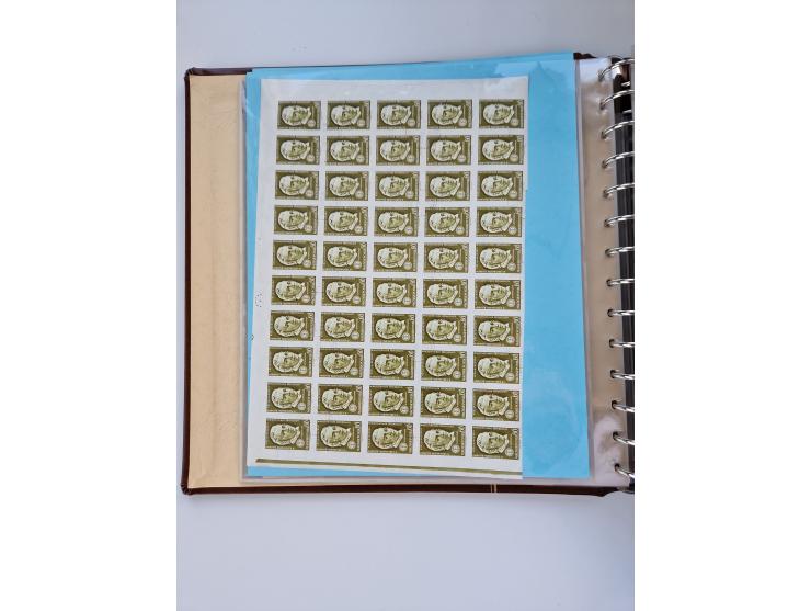 1918/88, nine albums with complete sheets and parts of sheets, unmounted mint and used with complete sets, motifs, postage du