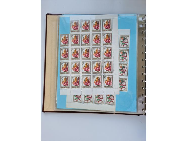 1918/88, nine albums with complete sheets and parts of sheets, unmounted mint and used with complete sets, motifs, postage du