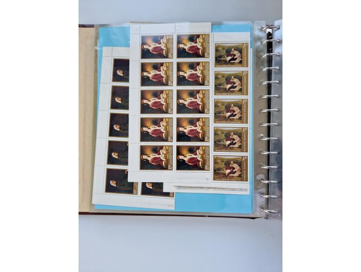 1918/88, nine albums with complete sheets and parts of sheets, unmounted mint and used with complete sets, motifs, postage du