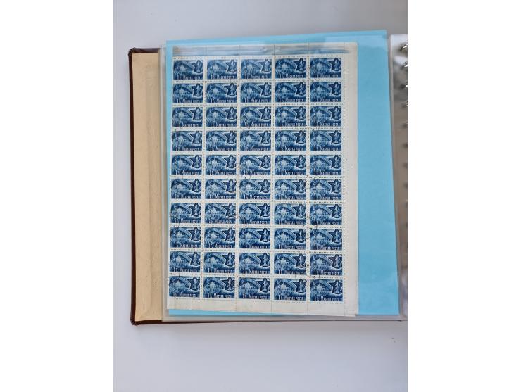 1918/88, nine albums with complete sheets and parts of sheets, unmounted mint and used with complete sets, motifs, postage du