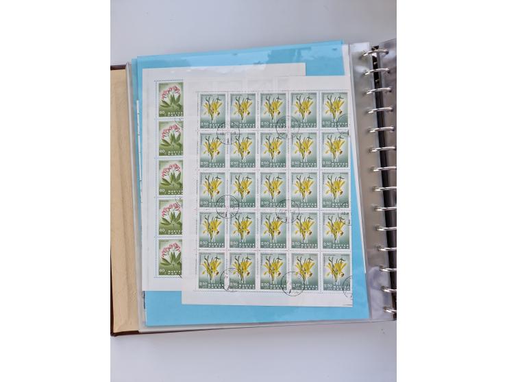 1918/88, nine albums with complete sheets and parts of sheets, unmounted mint and used with complete sets, motifs, postage du