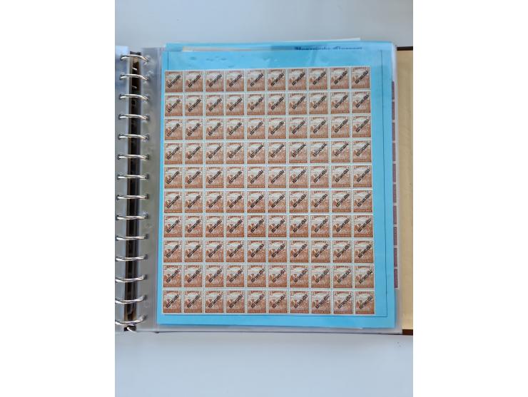 1918/88, nine albums with complete sheets and parts of sheets, unmounted mint and used with complete sets, motifs, postage du