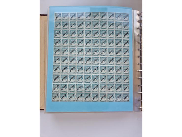 1918/88, nine albums with complete sheets and parts of sheets, unmounted mint and used with complete sets, motifs, postage du