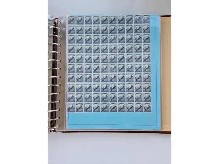 1918/88, nine albums with complete sheets and parts of sheets, unmounted mint and used with complete sets, motifs, postage du