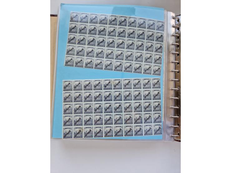 1918/88, nine albums with complete sheets and parts of sheets, unmounted mint and used with complete sets, motifs, postage du