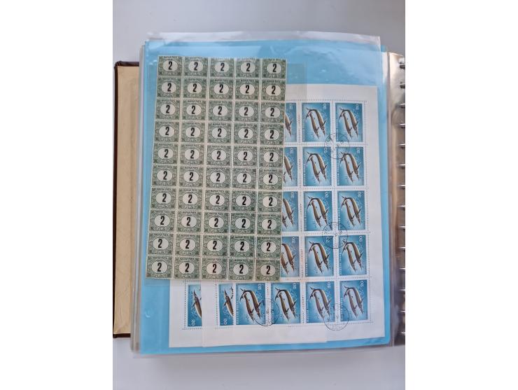 1918/88, nine albums with complete sheets and parts of sheets, unmounted mint and used with complete sets, motifs, postage du