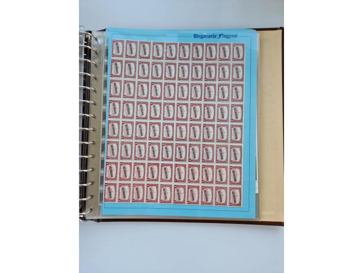 1918/88, nine albums with complete sheets and parts of sheets, unmounted mint and used with complete sets, motifs, postage du