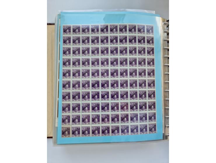 1918/88, nine albums with complete sheets and parts of sheets, unmounted mint and used with complete sets, motifs, postage du