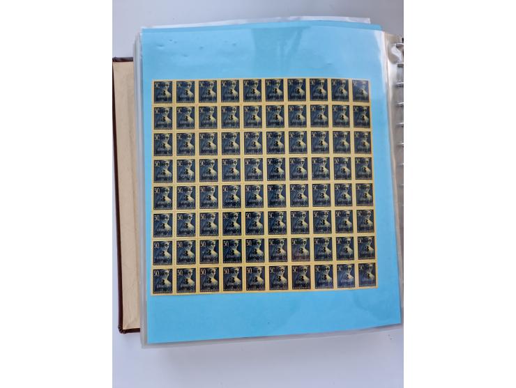 1918/88, nine albums with complete sheets and parts of sheets, unmounted mint and used with complete sets, motifs, postage du