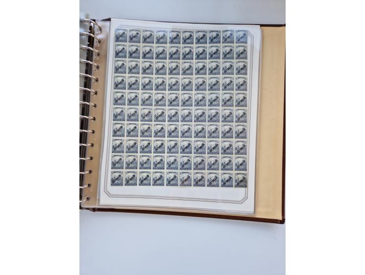 1918/88, nine albums with complete sheets and parts of sheets, unmounted mint and used with complete sets, motifs, postage du