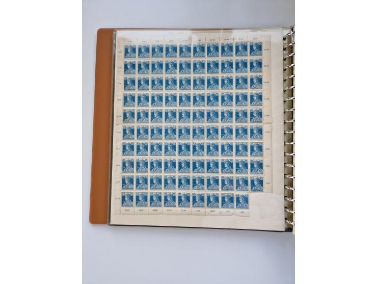 1918/88, nine albums with complete sheets and parts of sheets, unmounted mint and used with complete sets, motifs, postage du