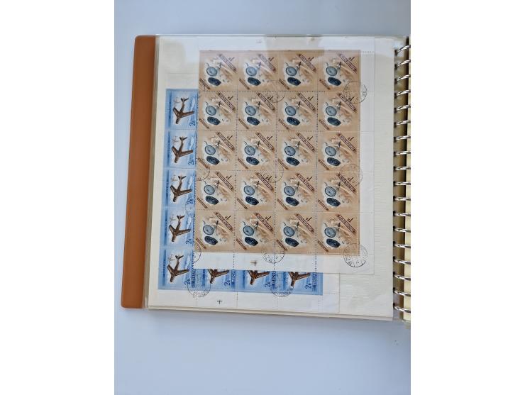 1918/88, nine albums with complete sheets and parts of sheets, unmounted mint and used with complete sets, motifs, postage du