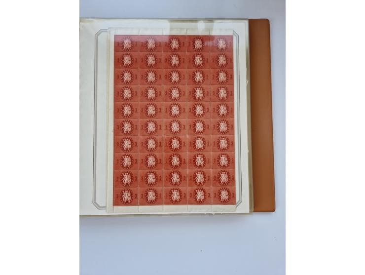 1918/88, nine albums with complete sheets and parts of sheets, unmounted mint and used with complete sets, motifs, postage du