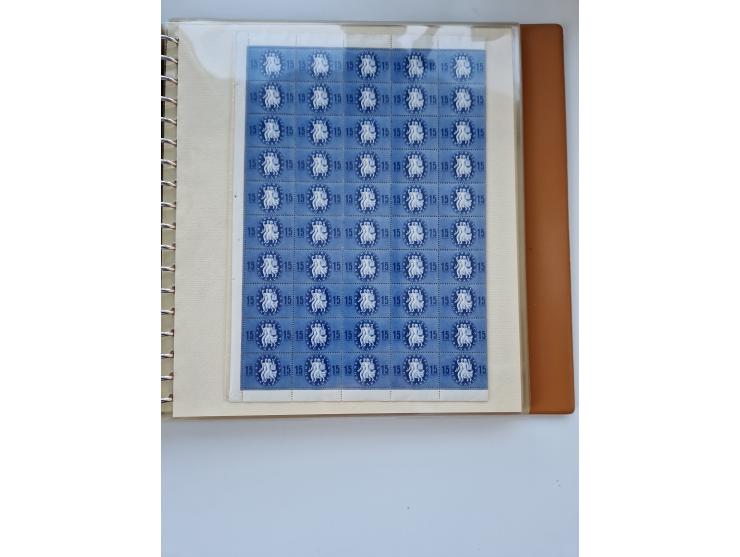 1918/88, nine albums with complete sheets and parts of sheets, unmounted mint and used with complete sets, motifs, postage du