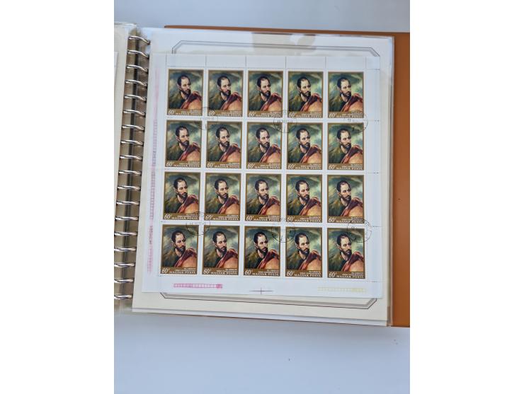 1918/88, nine albums with complete sheets and parts of sheets, unmounted mint and used with complete sets, motifs, postage du
