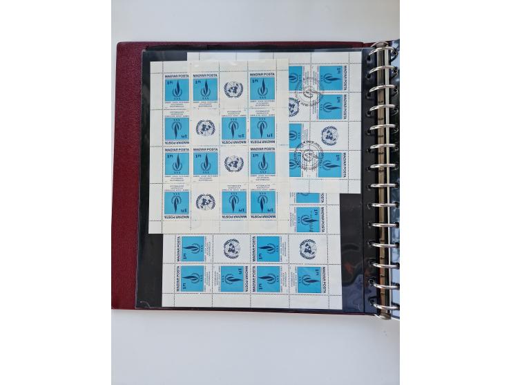 1918/88, nine albums with complete sheets and parts of sheets, unmounted mint and used with complete sets, motifs, postage du