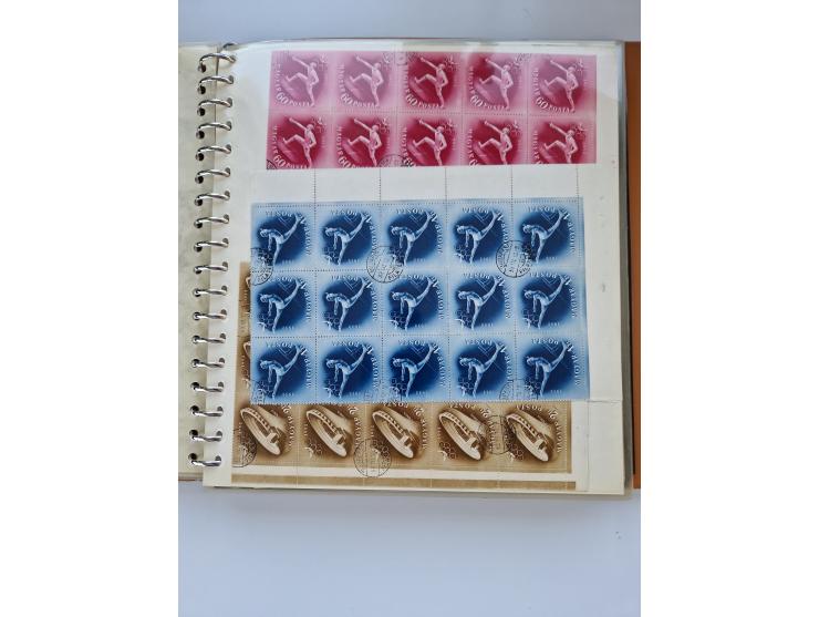 1918/88, nine albums with complete sheets and parts of sheets, unmounted mint and used with complete sets, motifs, postage du