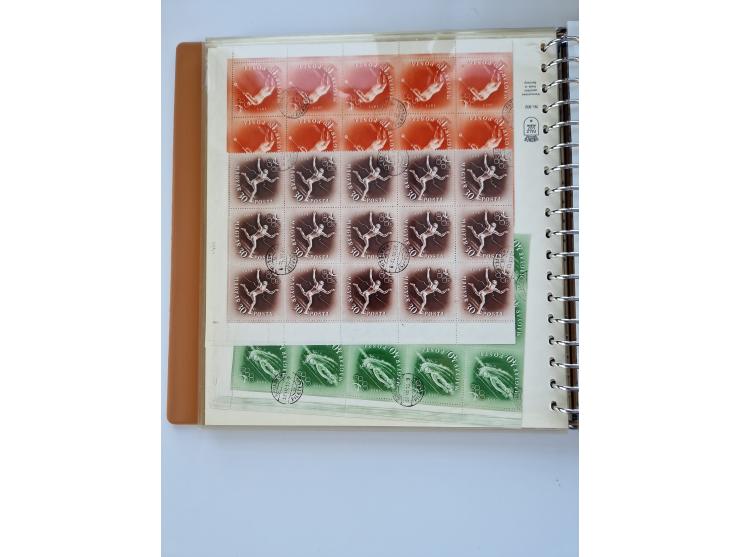 1918/88, nine albums with complete sheets and parts of sheets, unmounted mint and used with complete sets, motifs, postage du