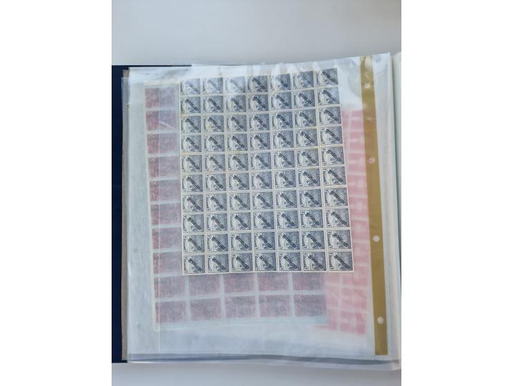 1918/88, nine albums with complete sheets and parts of sheets, unmounted mint and used with complete sets, motifs, postage du