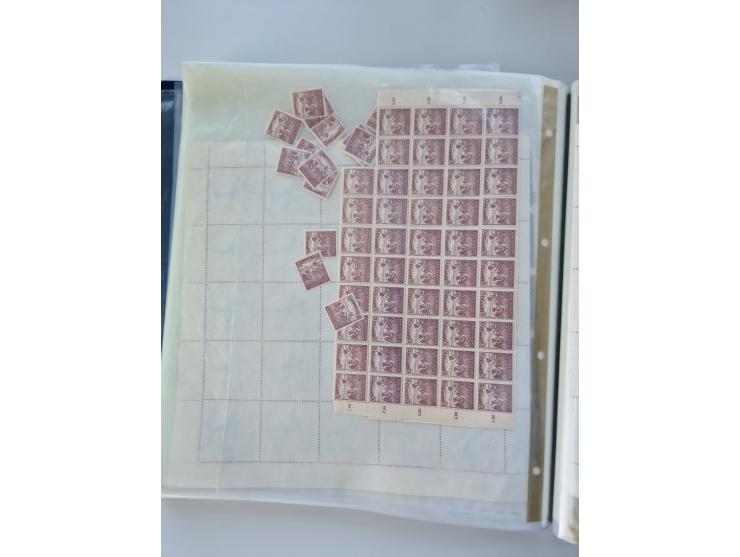 1918/88, nine albums with complete sheets and parts of sheets, unmounted mint and used with complete sets, motifs, postage du